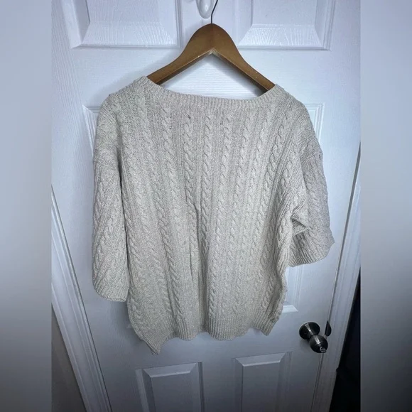 Ralph Lauren Women’s Medium Beige Linen Cotton Knit Short Sleeve Sweater Top M - Picture 10 of 11